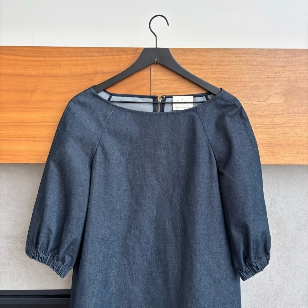 Kate Spade Blouson Sleeve Denim Shift Mini Dress, Size L